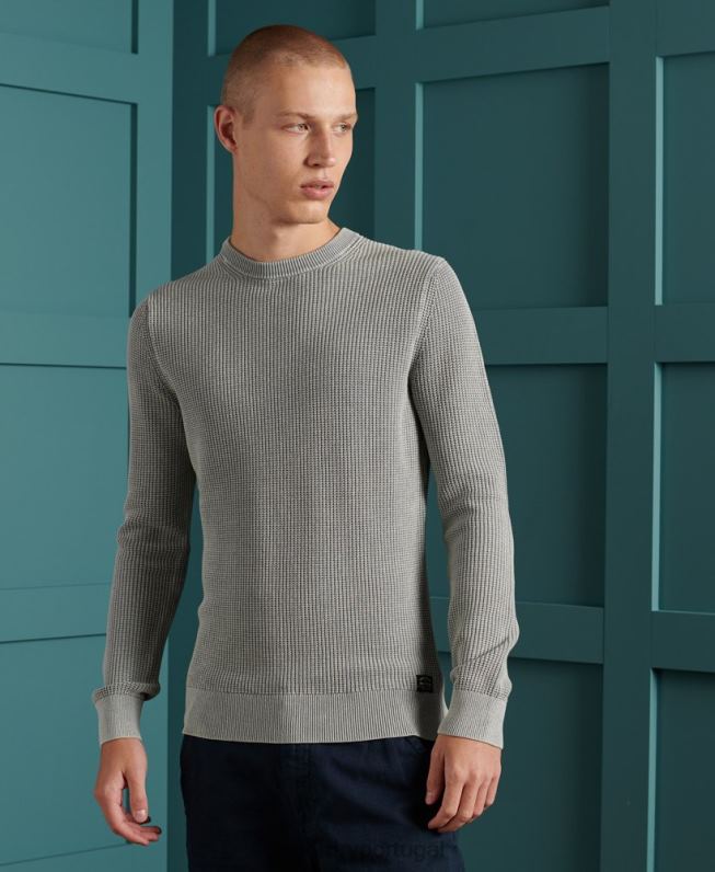 macacão de tripulação com textura tingida da academia homens cinza roupas Superdry 2208H5296