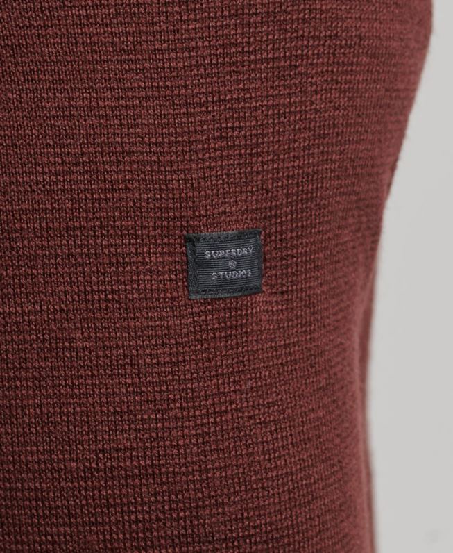 merino zip através de cardigã de malha homens marrom roupas Superdry 2208H1256