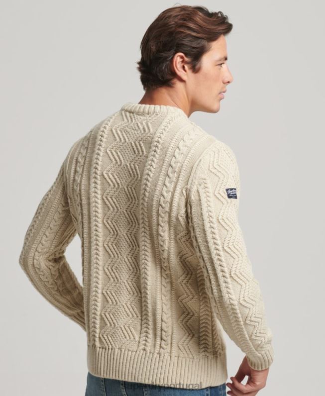 saltador da tripulação jacob homens creme roupas Superdry 2208H1305