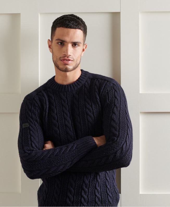 saltador da tripulação jacob homens marinha roupas Superdry 2208H5337