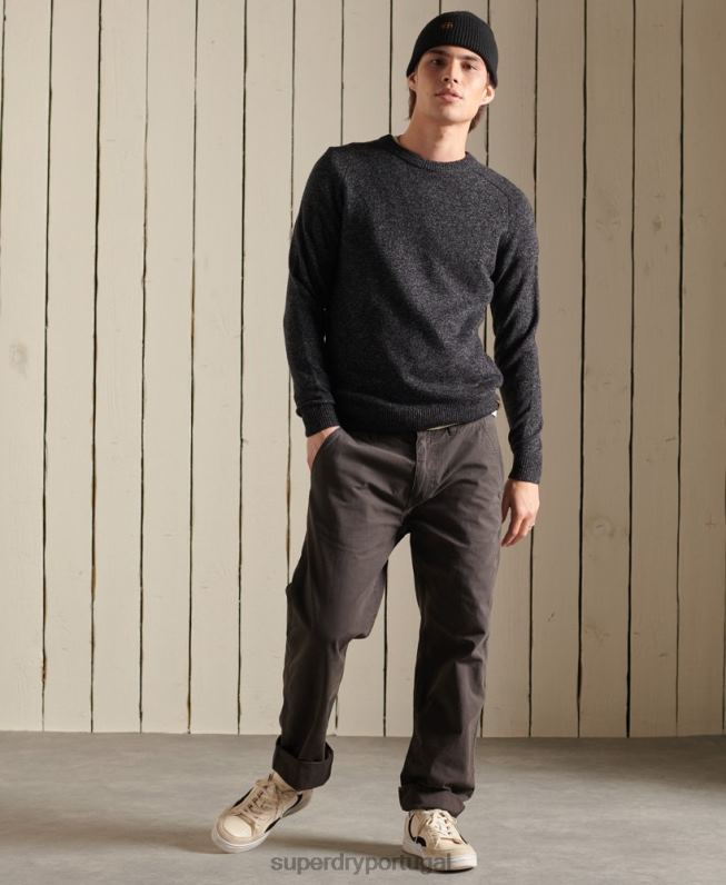 saltador de tripulação harlo homens preto roupas Superdry 2208H5326