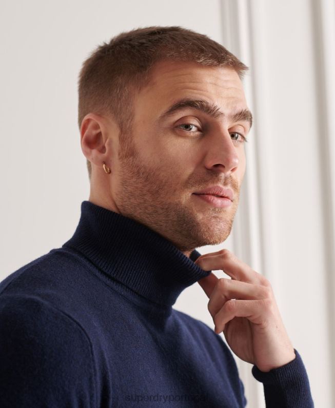 suéter de gola rolê de lã de cordeiro homens marinha roupas Superdry 2208H5323