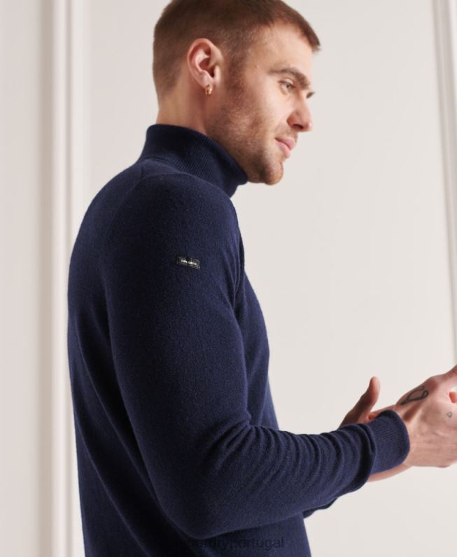 suéter de gola rolê de lã de cordeiro homens marinha roupas Superdry 2208H5323