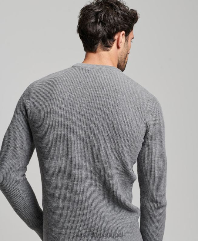 suéter de malha vintage texturizado homens cinza roupas Superdry 2208H1236