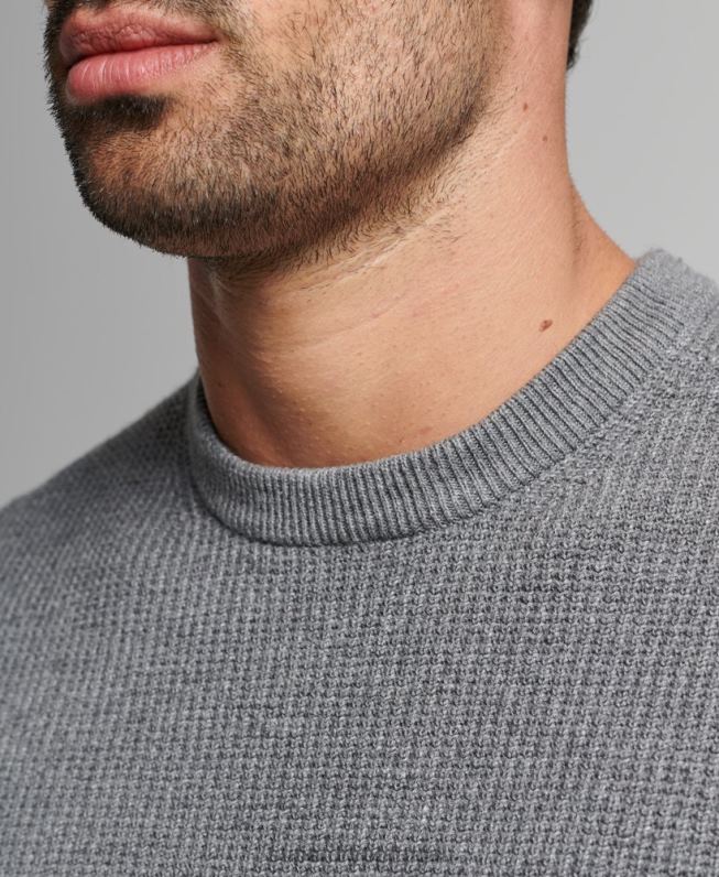 suéter de malha vintage texturizado homens cinza roupas Superdry 2208H1236