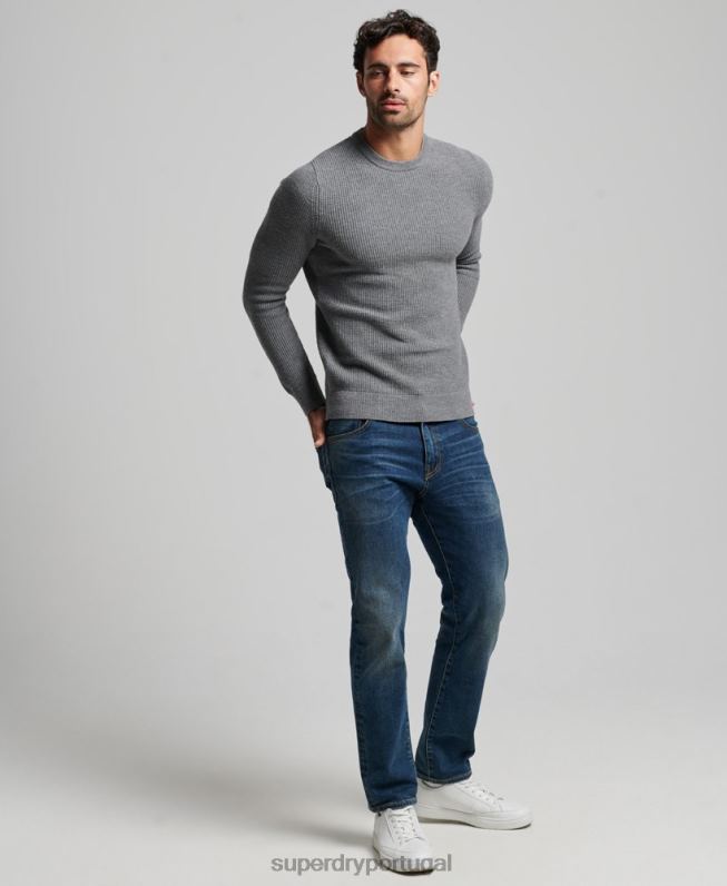 suéter de malha vintage texturizado homens cinza roupas Superdry 2208H1236