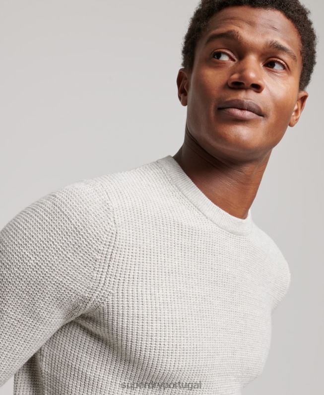 suéter de malha vintage texturizado homens cinza roupas Superdry 2208H1238