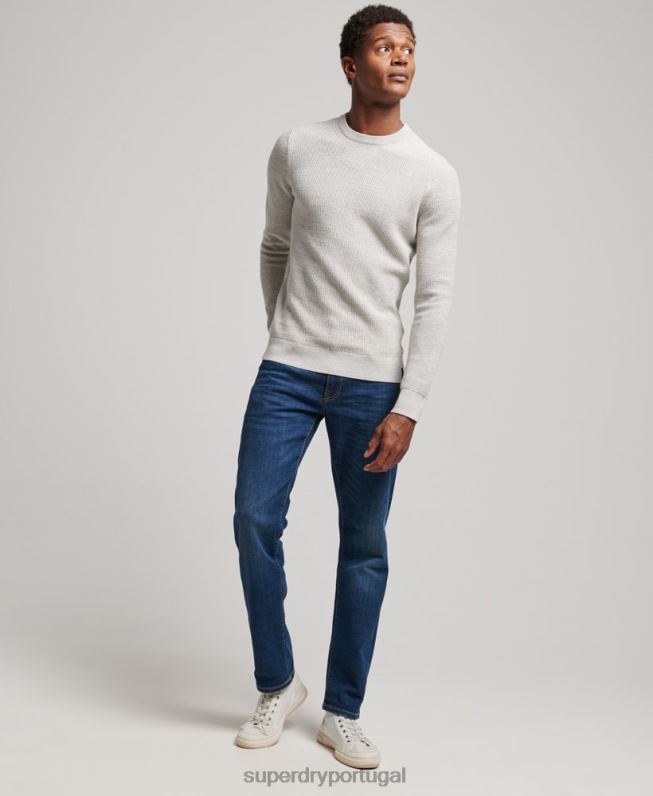 suéter de malha vintage texturizado homens cinza roupas Superdry 2208H1238