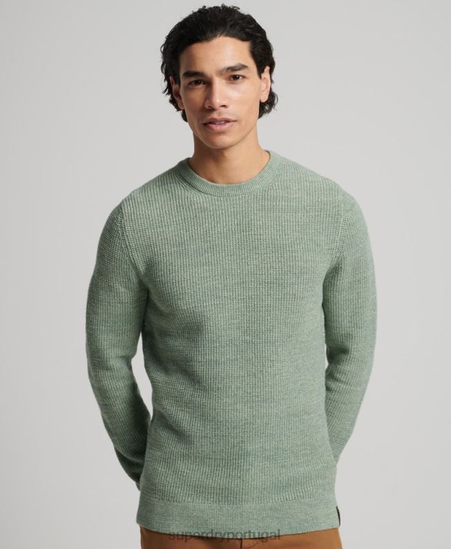 suéter de malha vintage texturizado homens verde roupas Superdry 2208H1265