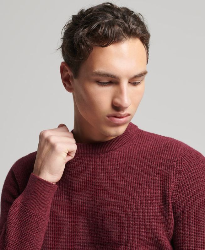 suéter de malha vintage texturizado homens vermelho roupas Superdry 2208H1251
