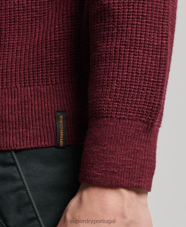 suéter de malha vintage texturizado homens vermelho roupas Superdry 2208H1251