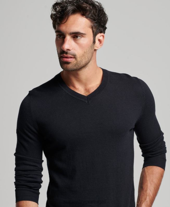 suéter de mistura de caxemira vintage de algodão orgânico homens preto roupas Superdry 2208H5275