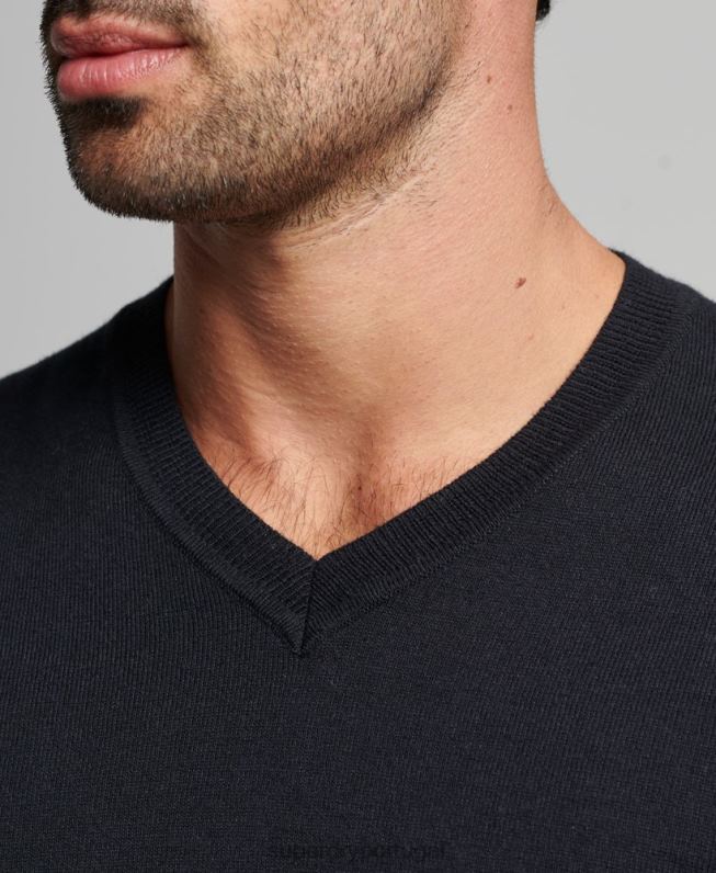 suéter de mistura de caxemira vintage de algodão orgânico homens preto roupas Superdry 2208H5275