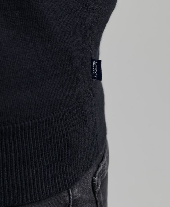 suéter de mistura de caxemira vintage de algodão orgânico homens preto roupas Superdry 2208H5275