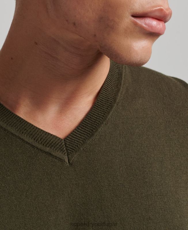 suéter de mistura de caxemira vintage de algodão orgânico homens verde roupas Superdry 2208H5254