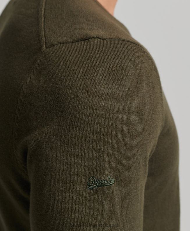 suéter de mistura de caxemira vintage de algodão orgânico homens verde roupas Superdry 2208H5254
