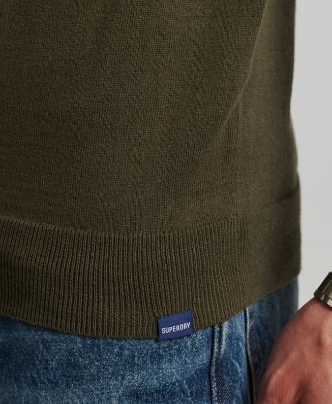 suéter de mistura de caxemira vintage de algodão orgânico homens verde roupas Superdry 2208H5254