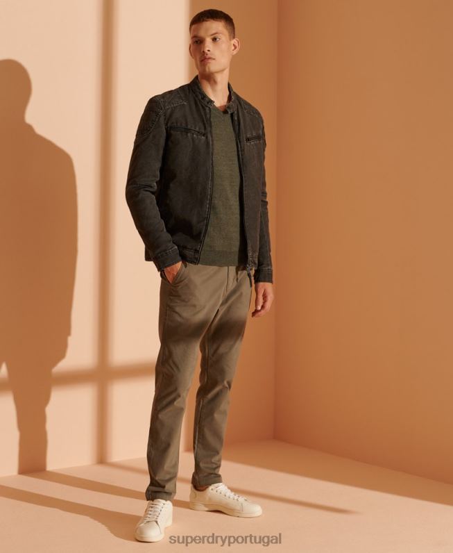 suéter decote em V com etiqueta laranja homens verde roupas Superdry 2208H1352