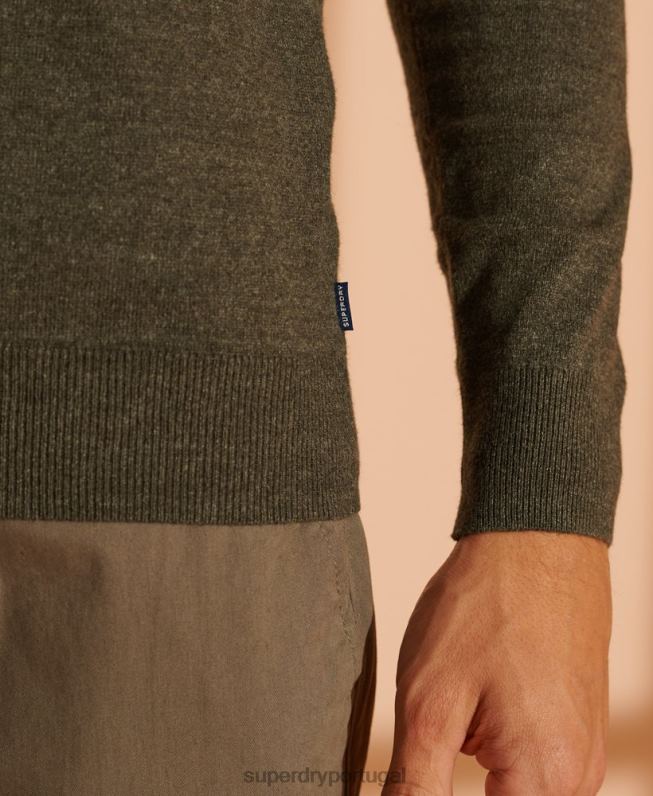 suéter decote em V com etiqueta laranja homens verde roupas Superdry 2208H1352