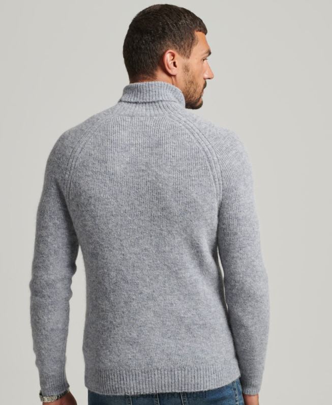 suéter gola alta alpaca homens cinza roupas Superdry 2208H1301