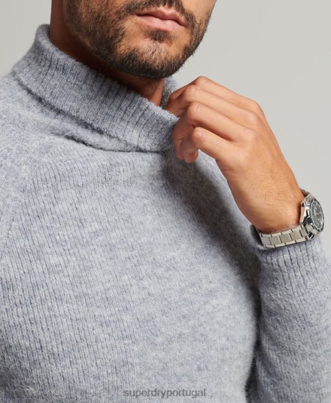 suéter gola alta alpaca homens cinza roupas Superdry 2208H1301