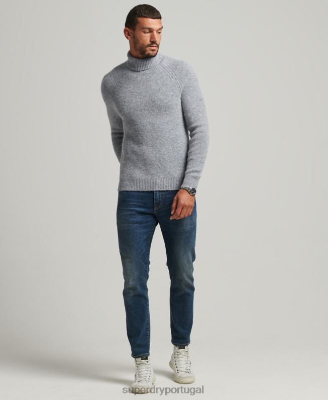 suéter gola alta alpaca homens cinza roupas Superdry 2208H1301