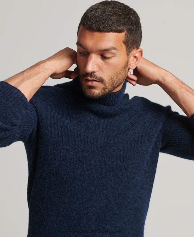 suéter gola alta alpaca homens marinha roupas Superdry 2208H1262