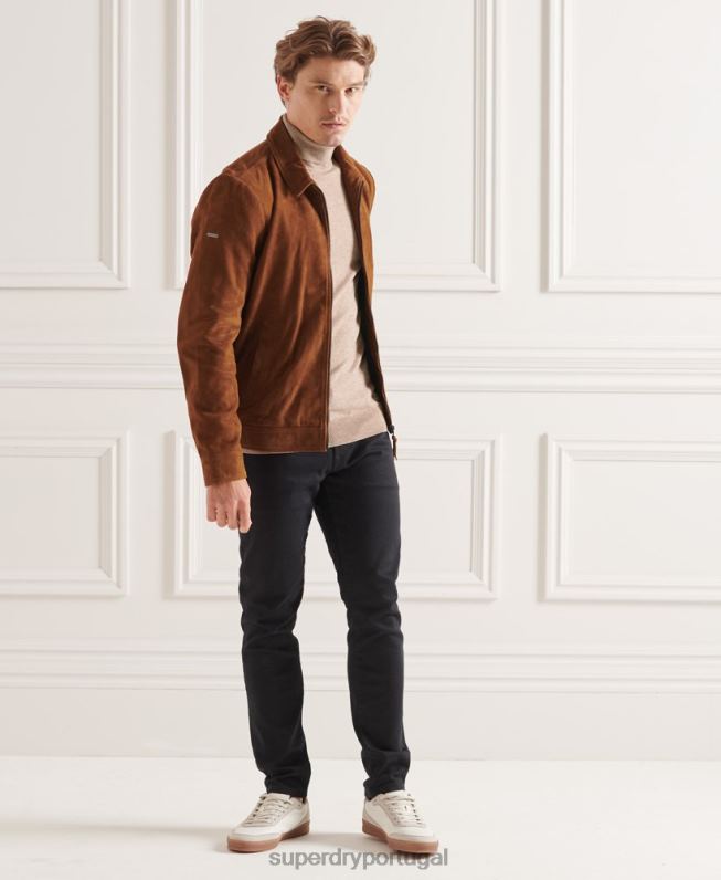 suéter gola alta de lã de carneiro studios homens marrom roupas Superdry 2208H5319