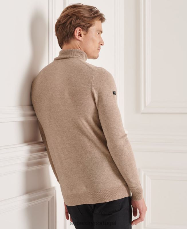 suéter gola alta de lã de carneiro studios homens marrom roupas Superdry 2208H5319