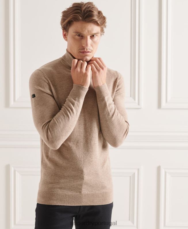 suéter gola alta de lã de carneiro studios homens marrom roupas Superdry 2208H5319