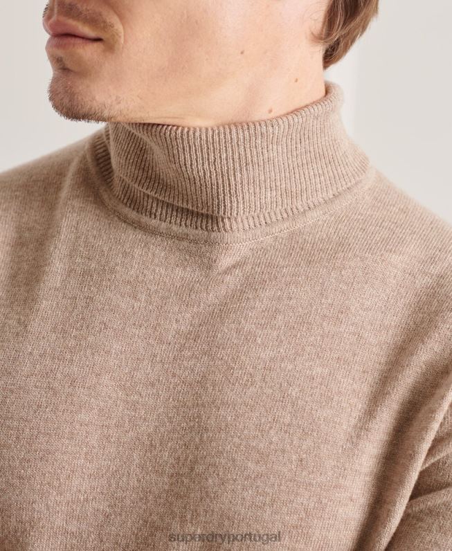 suéter gola alta de lã de carneiro studios homens marrom roupas Superdry 2208H5319