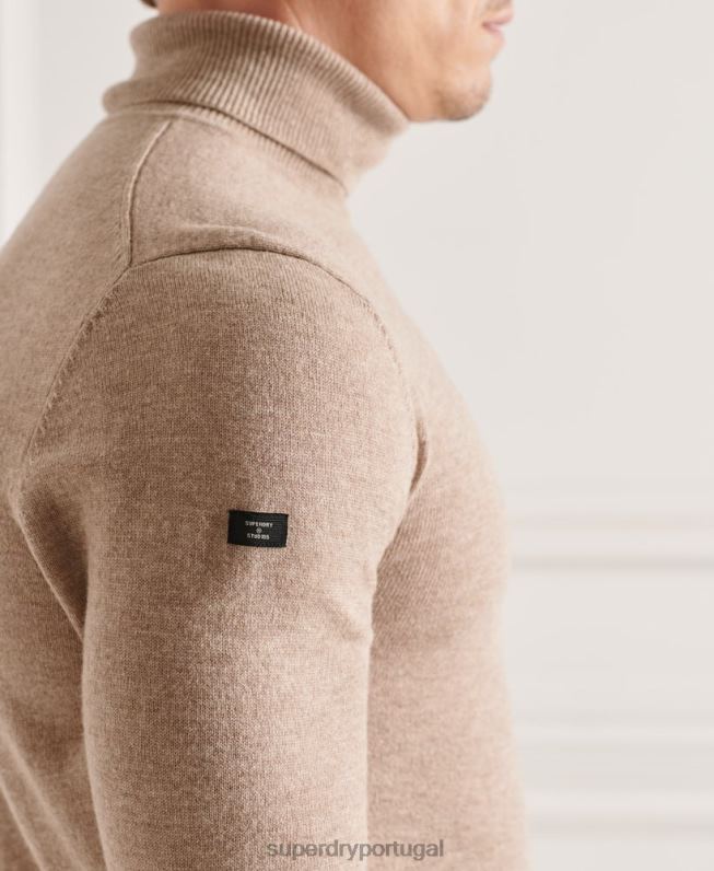 suéter gola alta de lã de carneiro studios homens marrom roupas Superdry 2208H5319