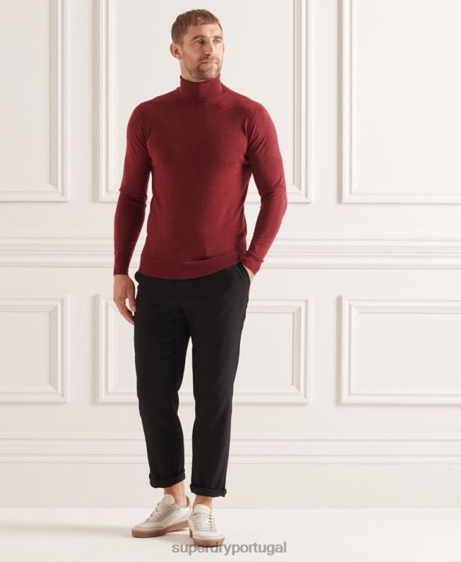 suéter gola alta merino studios homens vermelho roupas Superdry 2208H1325