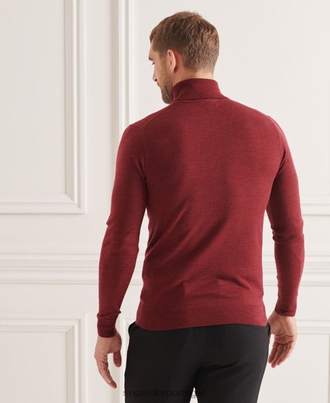 suéter gola alta merino studios homens vermelho roupas Superdry 2208H1325