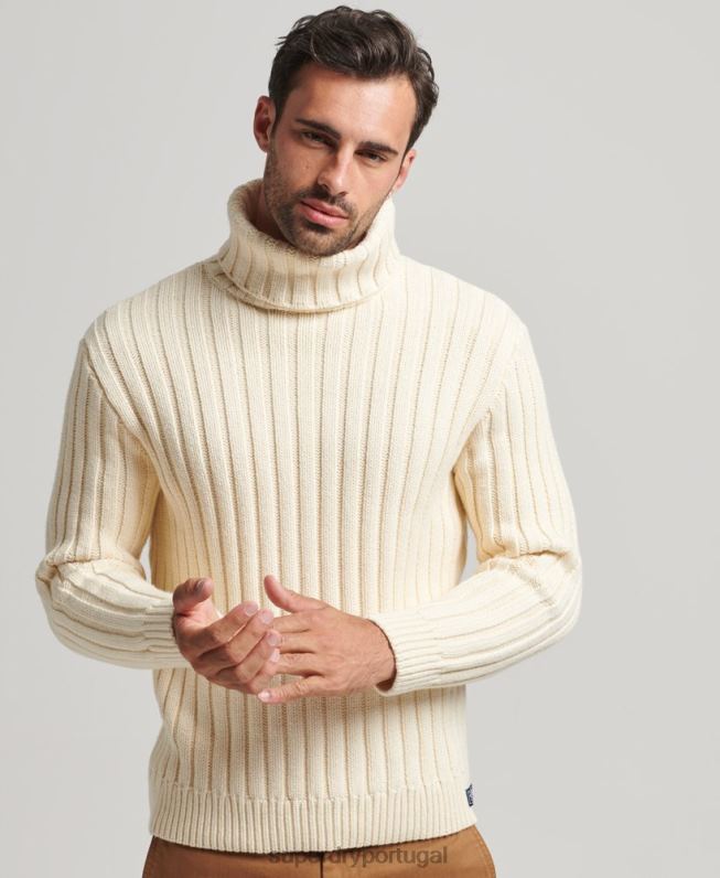 suéter gola alta mescla merino homens creme roupas Superdry 2208H5238