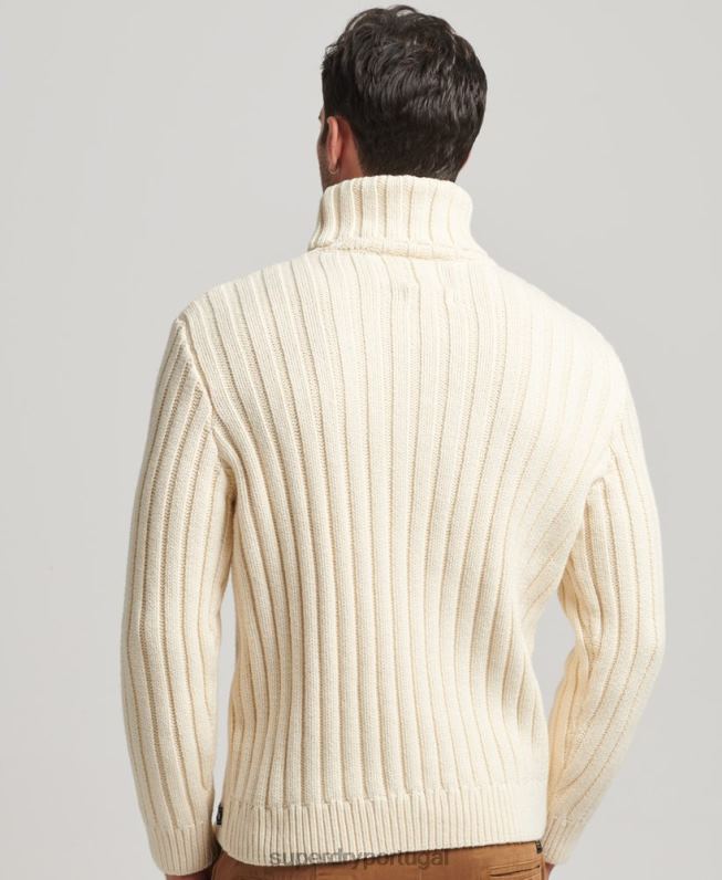 suéter gola alta mescla merino homens creme roupas Superdry 2208H5238