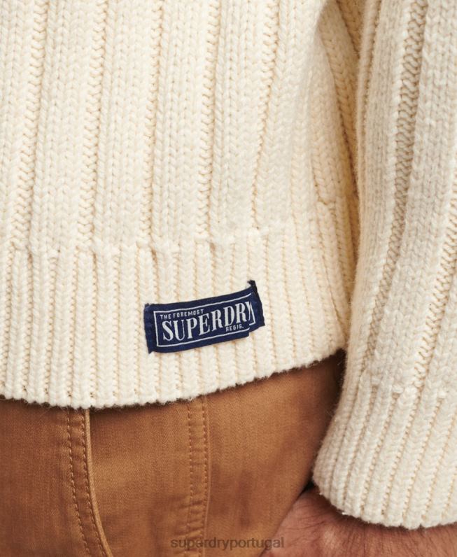 suéter gola alta mescla merino homens creme roupas Superdry 2208H5238