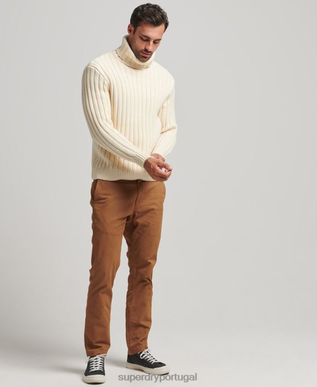 suéter gola alta mescla merino homens creme roupas Superdry 2208H5238