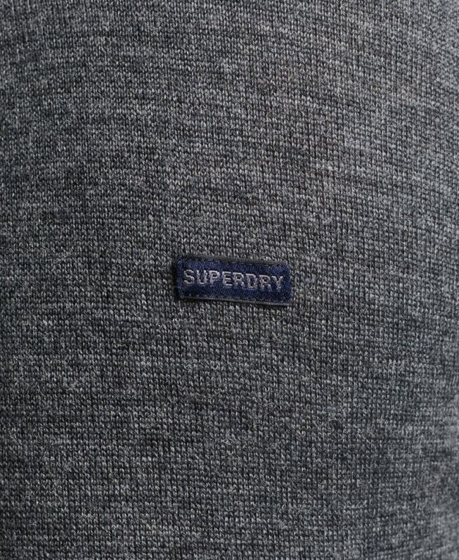suéter gola careca merino homens cinza escuro roupas Superdry 2208H1257