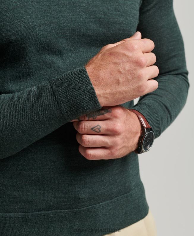 suéter gola careca merino homens cinza escuro roupas Superdry 2208H1271