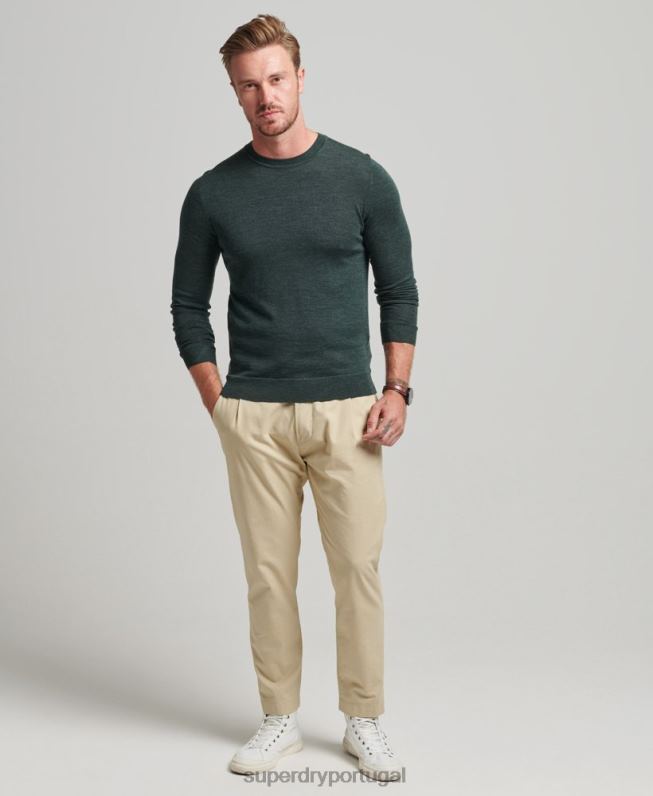 suéter gola careca merino homens cinza escuro roupas Superdry 2208H1271