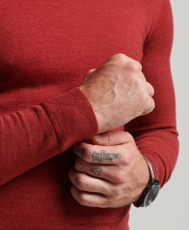 suéter gola careca merino homens vermelho roupas Superdry 2208H1290