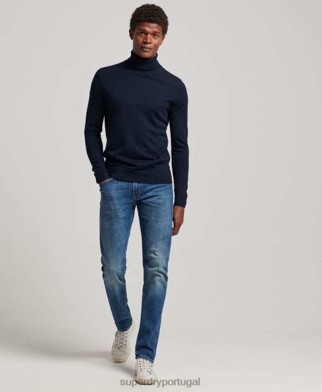suéter gola rolê merino homens marinha roupas Superdry 2208H1297