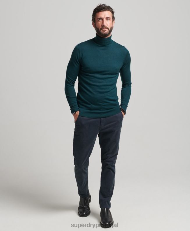 suéter gola rolê merino homens verde roupas Superdry 2208H1291