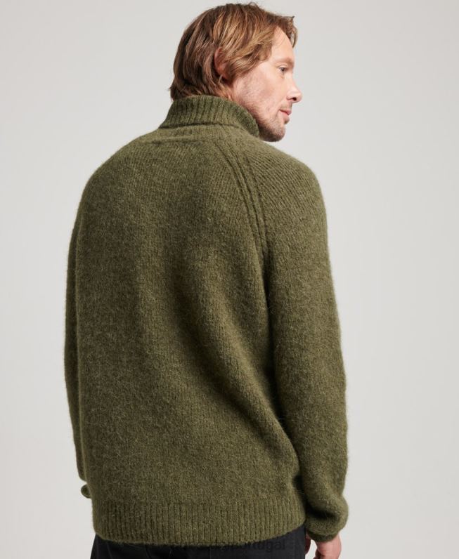 suéter gola roliça volumosa studios homens caqui roupas Superdry 2208H5269