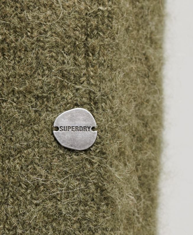 suéter gola roliça volumosa studios homens caqui roupas Superdry 2208H5269