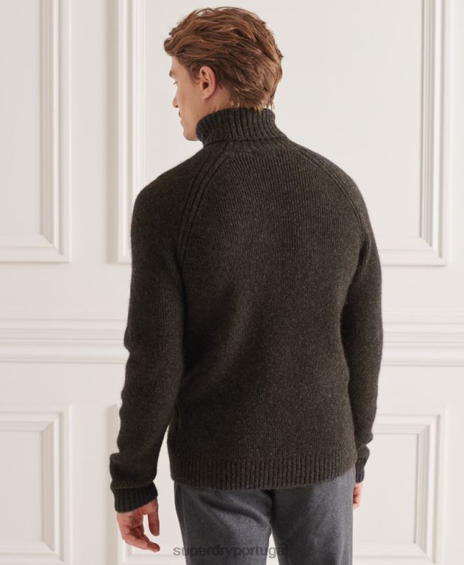 suéter gola roliça volumosa studios homens cinza escuro roupas Superdry 2208H5329