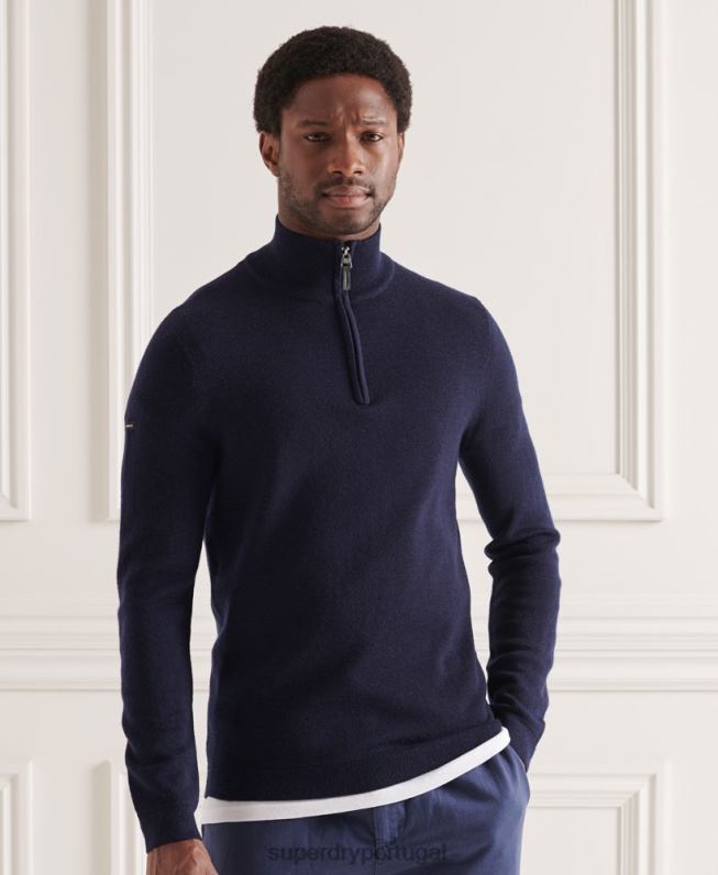 suéter merino henley homens marinha roupas Superdry 2208H1340