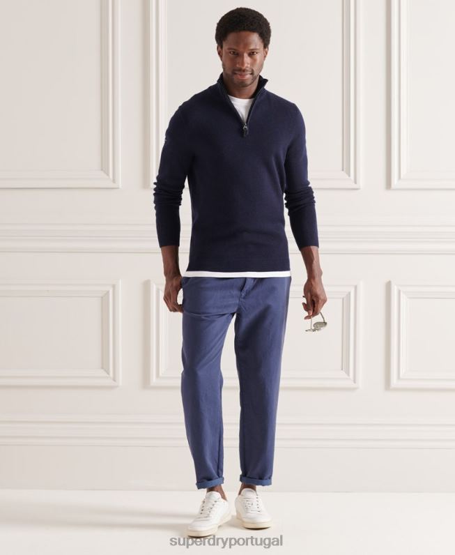suéter merino henley homens marinha roupas Superdry 2208H1340