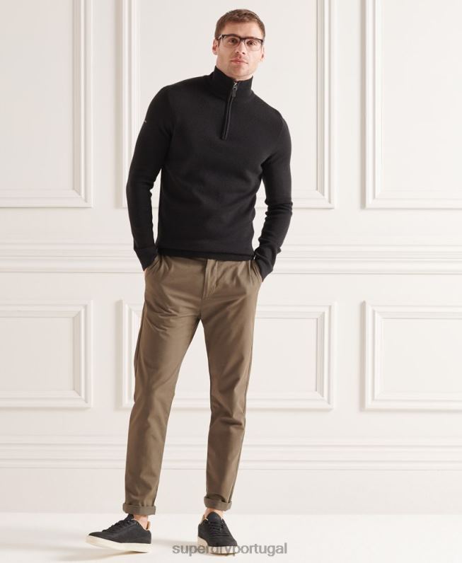 suéter merino henley homens preto roupas Superdry 2208H5349